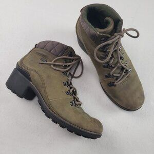 Merrell Chateau Waterproof Ankle Boot Womens 8 Green Leather Lace Up Lined Dry
